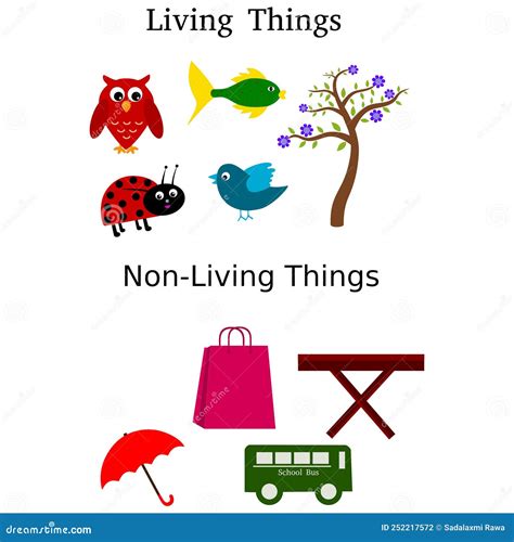 Living Things and Non-living Things Illustration Stock Photo ...