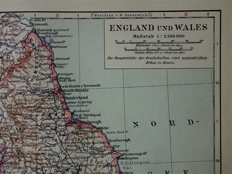 ENGLAND Old Map of England and Wales 1913 Detailed Vintage - Etsy