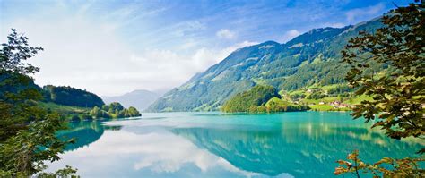 Preview wallpaper summer, mountains, nature, lake, river, grass ...