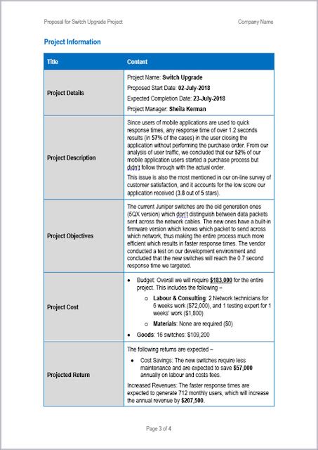 Project Outline Template Word with an Example | Project Management ...