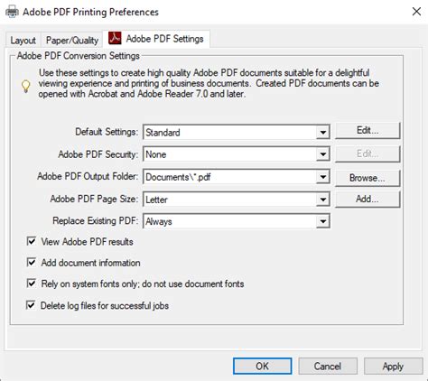 Using the Adobe PDF printer, Acrobat