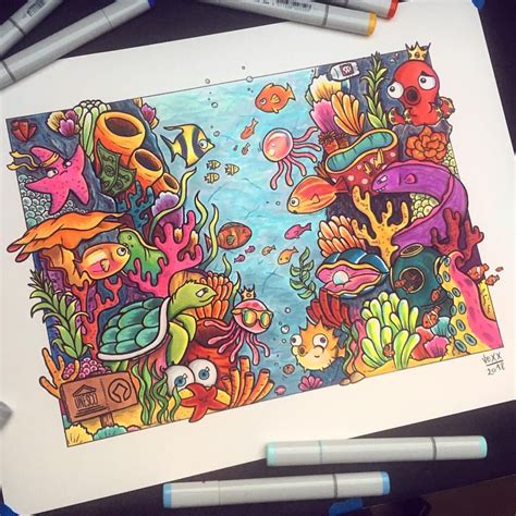 Another finished drawing! This time it’s underwater themed 🐠🦑🎨 @unesco ...