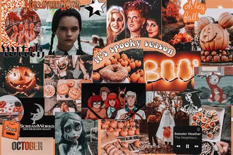 halloween computer screen collage | Halloween desktop wallpaper, Cute ...