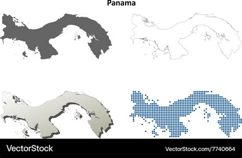 Panama outline map set Royalty Free Vector Image