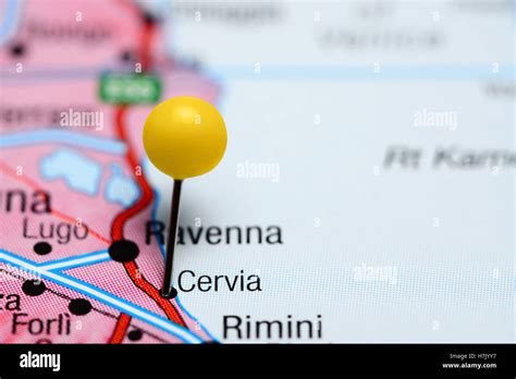 Cervia pinned on a map of Italy Stock Photo - Alamy