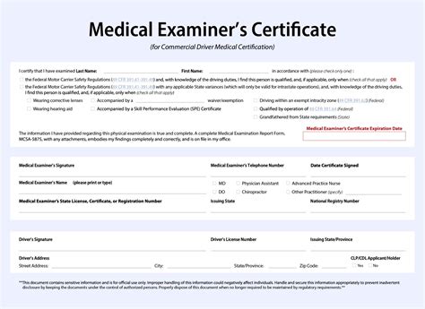 Printable Medical Examiners Certificate Wallet Card - Printable Form ...