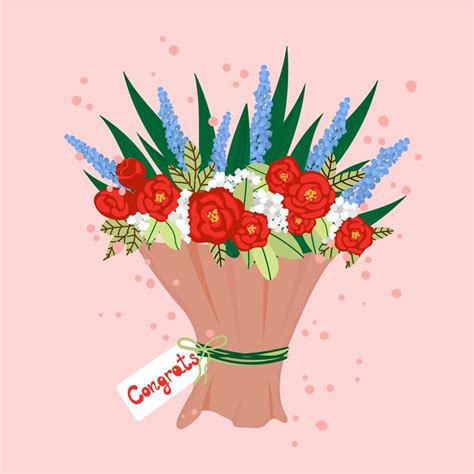 Beautiful flower bouquet. Congrats banner or greeting card template ...