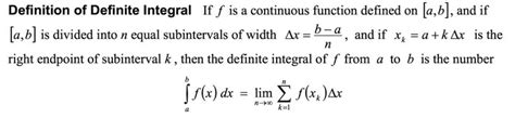 Use of Riemann Sum - The Definite Integral and applications