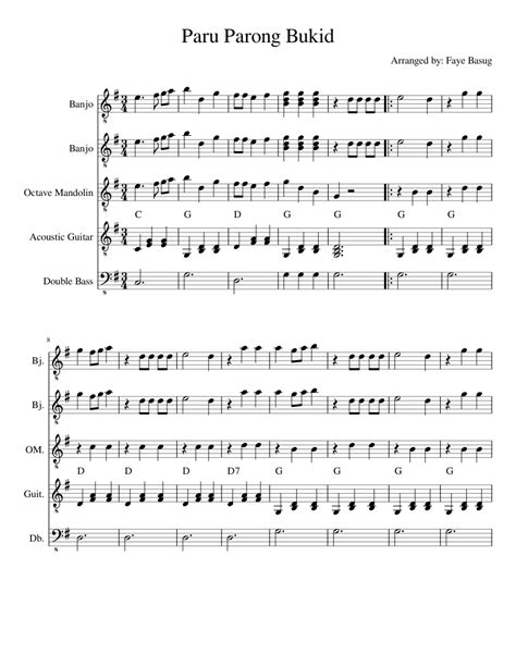 Paru Parong Bukid Sheet music for Contrabass, Guitar, Banjo, Mandolin ...