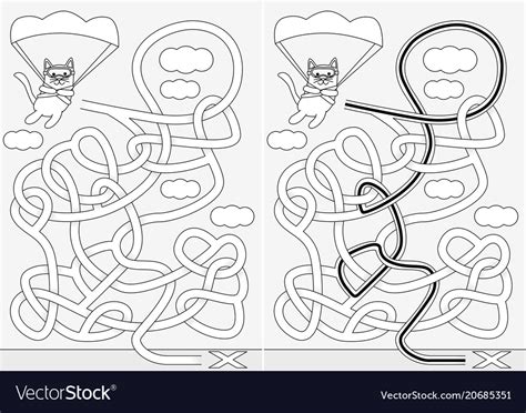 Little cat maze Royalty Free Vector Image - VectorStock