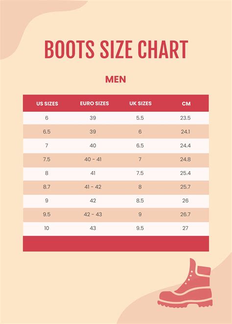 Boots Size Chart in Illustrator, PDF - Download | Template.net