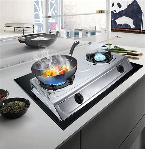 YLSHRF 1Pc Stainless Steel Double Burner Dual Gas Stove Home Kitchen ...