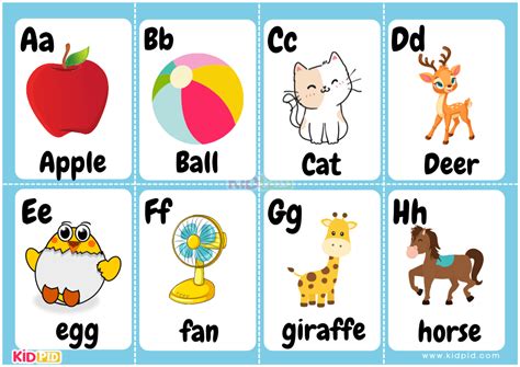 Colorful Kids English Alphabet Flashcards - Kidpid