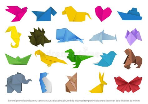 Origami Animals Set Colorful Art Paper Vector Image Stock Vector ...