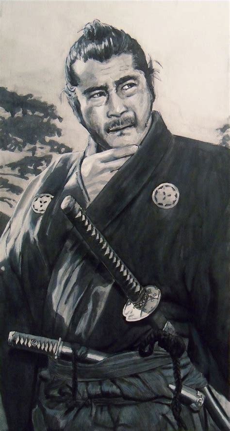 Toshiro Mifune from Kurosawa's Yojimbo in ink and paint on canvas ...