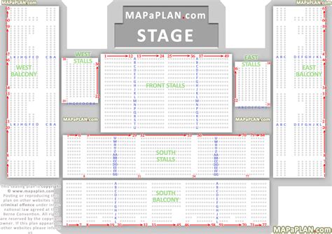 Brighton Centre - Detailed seat & row numbers concert chart showing ...