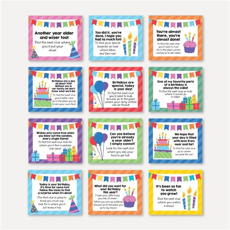 Birthday Scavenger Hunt Printable Treasure Hunt Clue Cards - Etsy ...