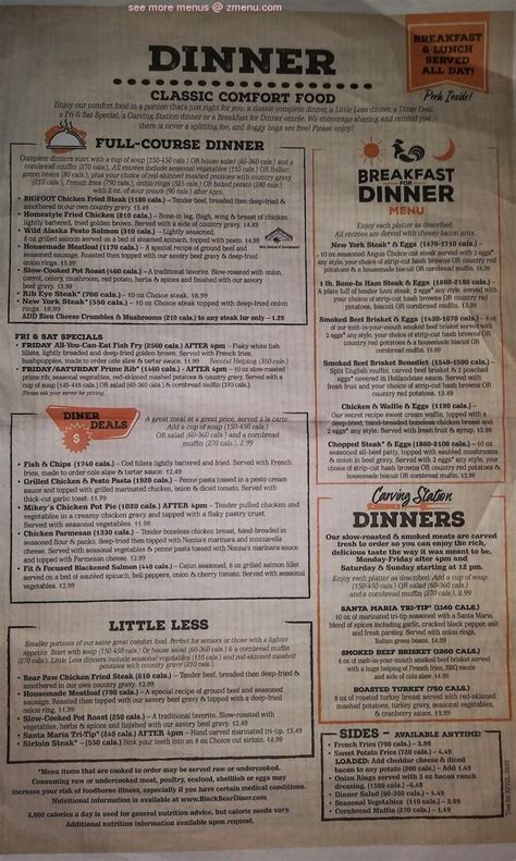 Menu at Black Bear Diner Fayetteville restaurant, Fayetteville