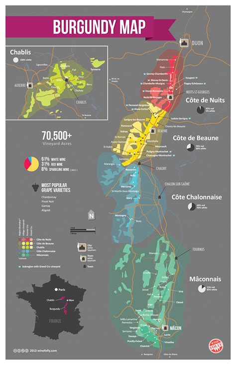 【產區介紹】新手產區介紹 - 法國勃根地(Burgundy) (上) | Burgundy wine map, Wine map, Wine ...