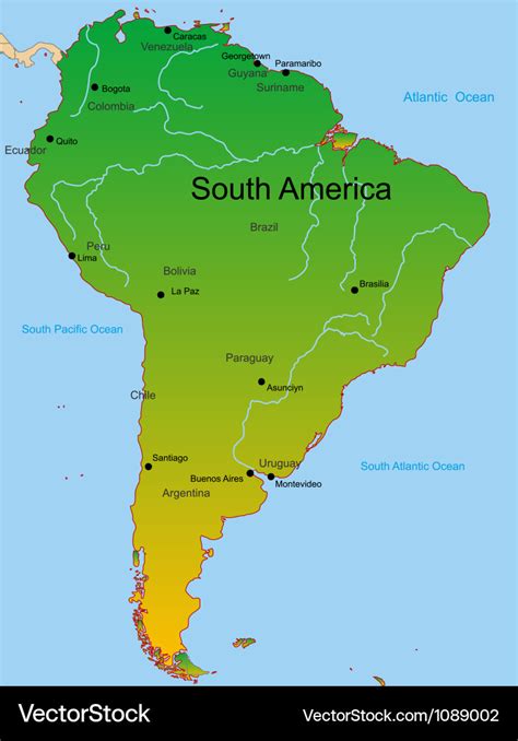 Map of south america continent Royalty Free Vector Image