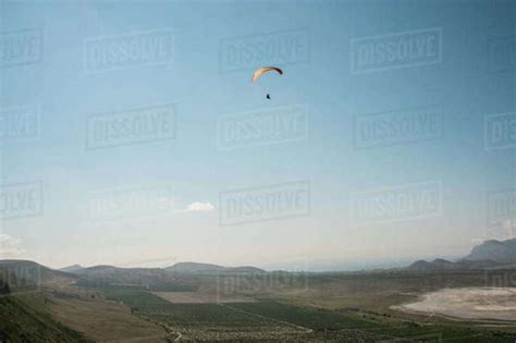 person flying on paraglider sky with cloud on background - Stock Photo ...