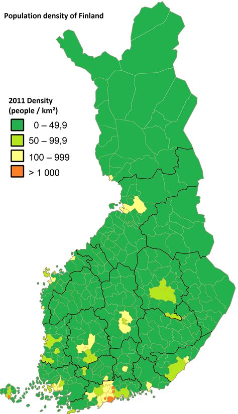 Population density map of Finland (2011) [1850x3220] [OC ...