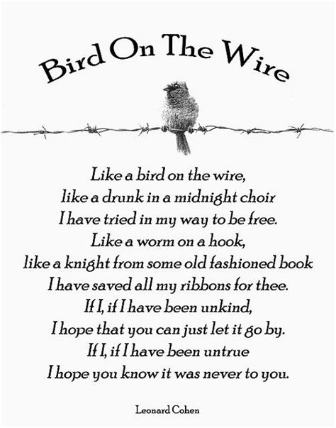 Bird On The Wire - Leonard Cohen Quotes and Lyrics