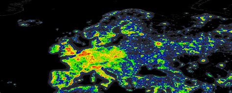 Light Pollution map of Europe | Light pollution map, Europe map, Light ...