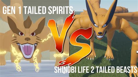 Gen 1 Tailed spirits VS Shinobi Life 2 Tailed Beasts COMPARISON - YouTube