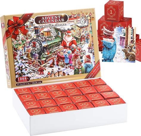 Amazon.com: Advent Calendar 2023 Christmas Jigsaw Puzzles, 24 Box 1008 ...