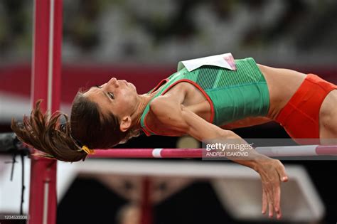 Bulgaria's Mirela Demireva competes in the women's high jump final ...