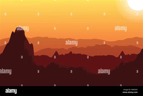 Silhouette of desert at sunset landscape Stock Vector Image & Art - Alamy