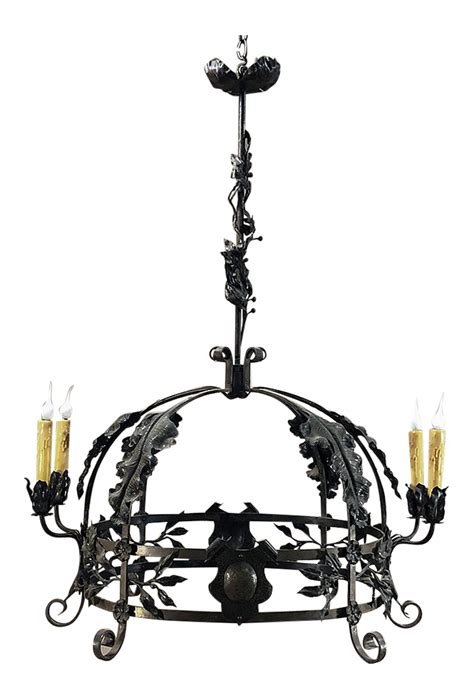 Antique Hand Forged Italian Wrought Iron Chandelier | Chairish