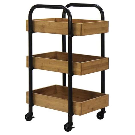 Oceanstar 3-Tier Metal Wheeled Portable Storage Cart with Removable ...