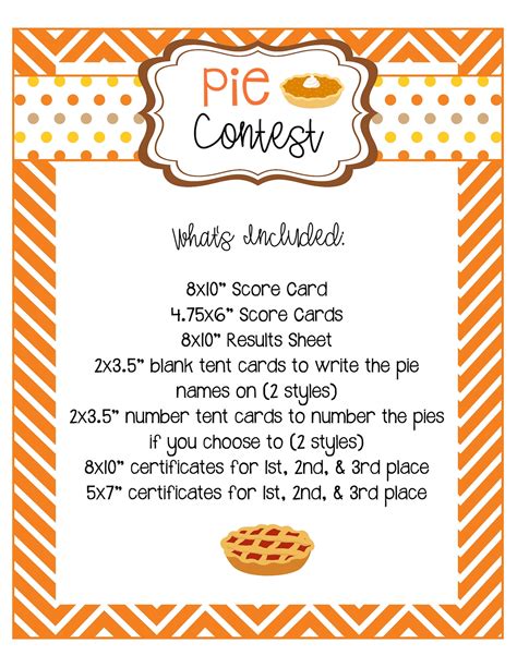 Pie Contest Printables Pie Baking Contest Score Cards - Etsy