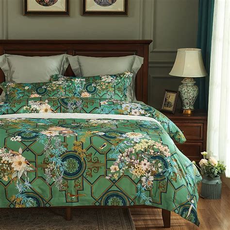 luxury 1000TC Egyptian 100%cotton Bedding Sets Queen King Size green ...