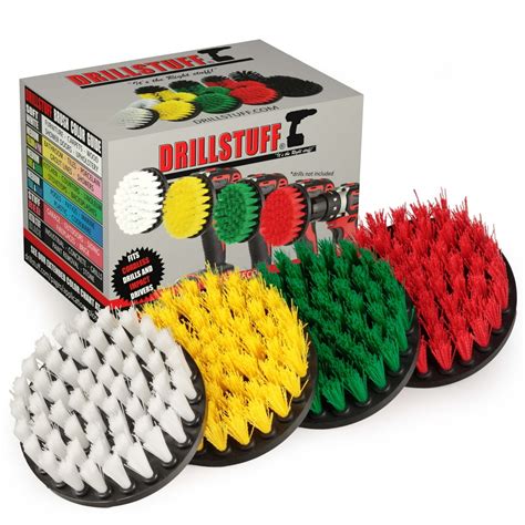 Drill Brush Attachment Power Scrubber Brush Set - 4in 4 Piece Soft ...