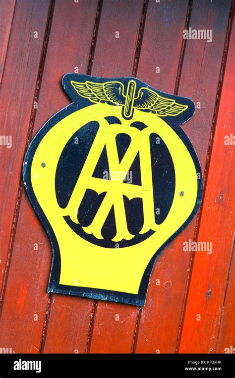 An old AA or Automobile Association logo at the Avoncroft Museum of ...