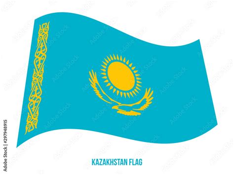 Kazakhstan Flag Waving Vector Illustration on White Background ...