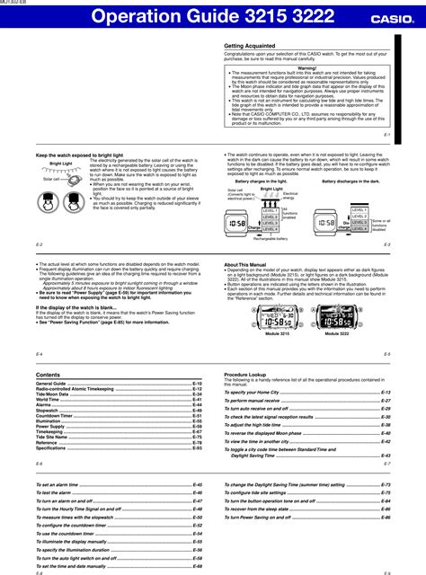 Casio Watch 3215 Users Manual QW 3215_3222