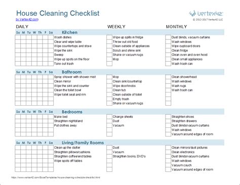 Free Printable House Cleaning Checklist