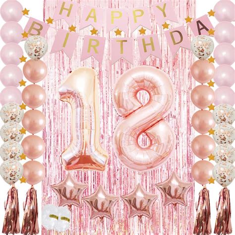 Buy 18th Birthday Decorations|18th Birthday Party Supplies Rose Gold ...