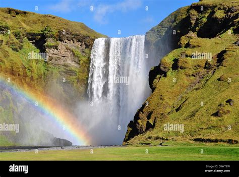 Waterfall and rainbow at skogafoss Iceland Stock Photo - Alamy