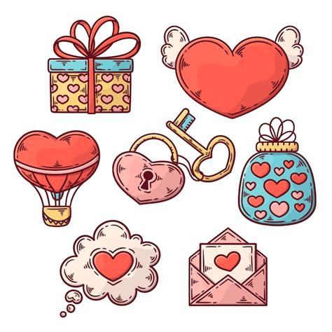 Free Vector | Hand drawn valentine's day elements collection