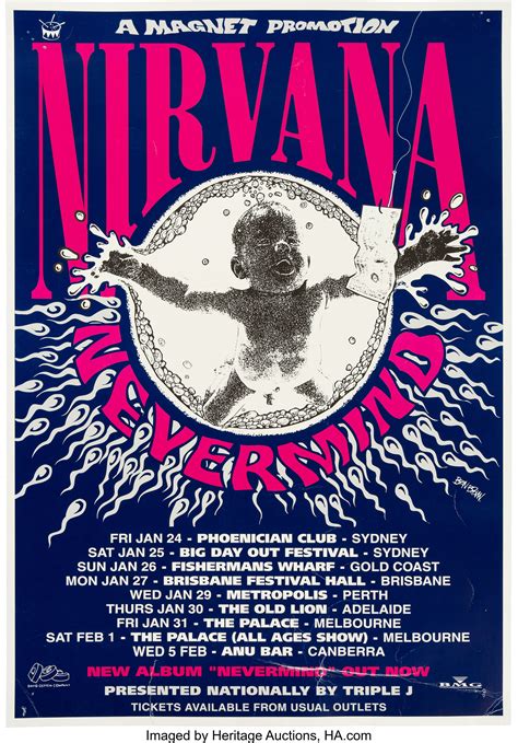 Nirvana Australian Tour Concert Poster (1992). Rare.... Music | Lot ...