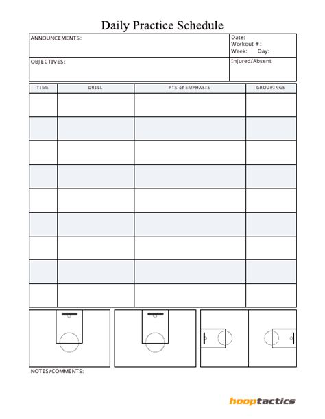 Blank Printable Basketball Practice Plan Template - Printable Templates ...