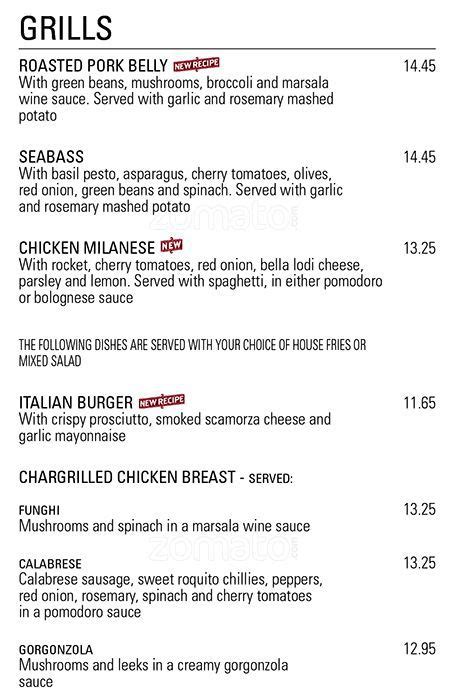 Menu at Prezzo restaurant, Edinburgh, Fish Market