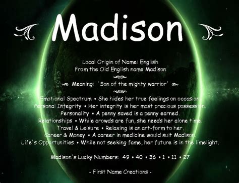 Names with meaning, Old english names, Madison name