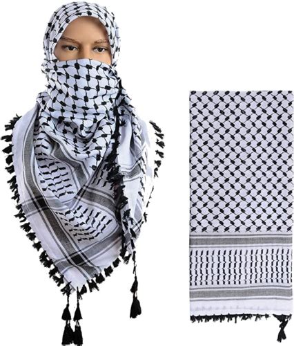 Keffiyeh Scarf Palestinian Shemagh Original Arab Kufiya White New Black ...