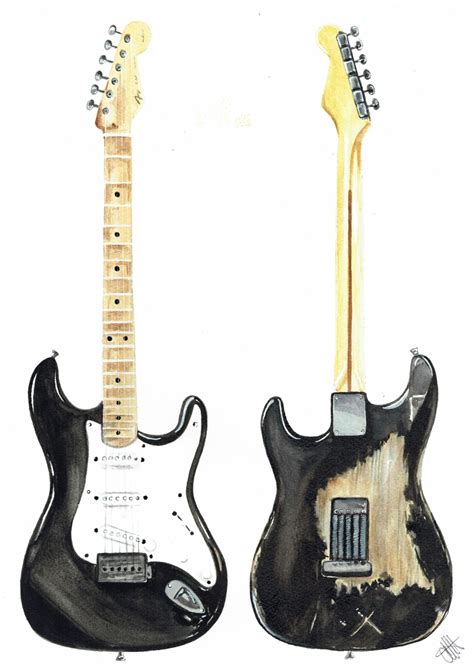 ERIC CLAPTON FENDER STRATOCASTER BLACKIE Ink Painting Portrait - Lea ...